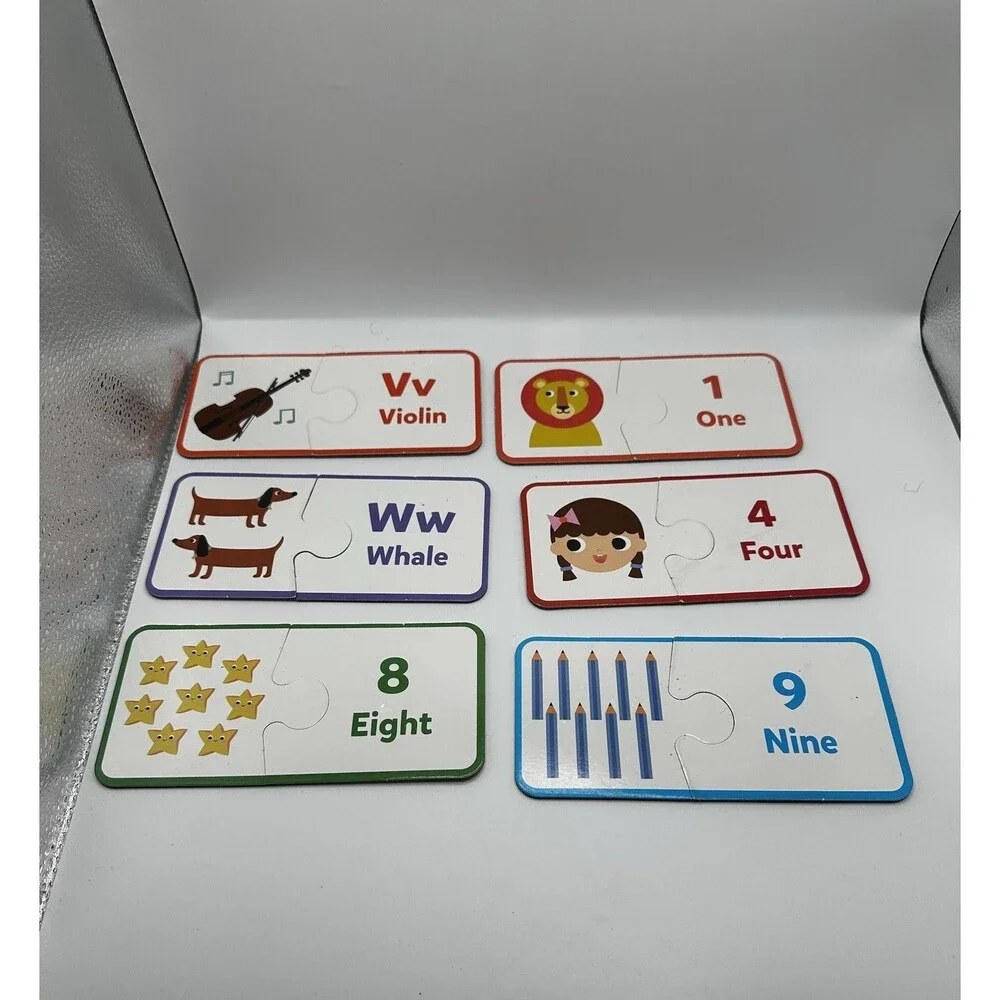 Kids’ Educational Toy Lot: ABC Puzzle Cards, Wooden Letters, Numbers & Animals